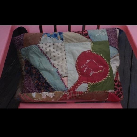 Antique Crazy Quilt Pillow Rustic Boho Folk Art - Picture 1 of 8